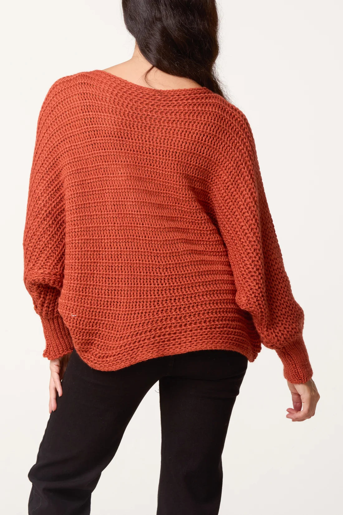 Bow detail reversible knit jumper - Rust