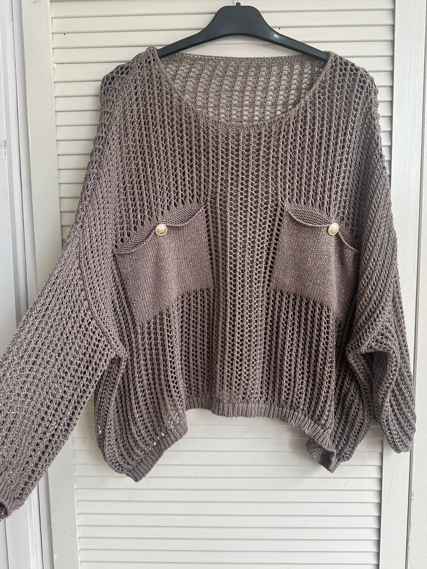 Relaxed fit open-knit jumper - Brown