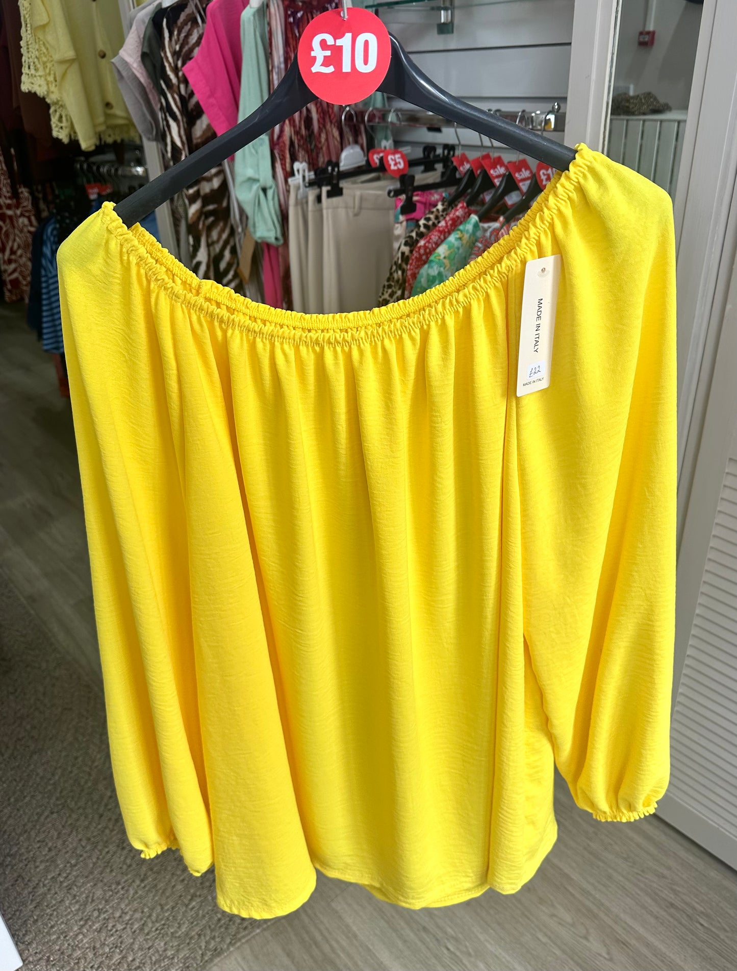 Curve size yellow long sleeve off the shoulder top