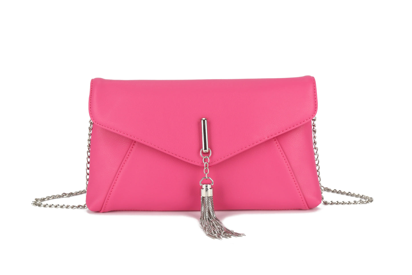 Silver tassel detail crossbody clutch bag - Pink