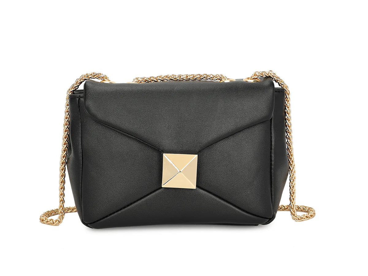 Gold detail shoulder bag - Black