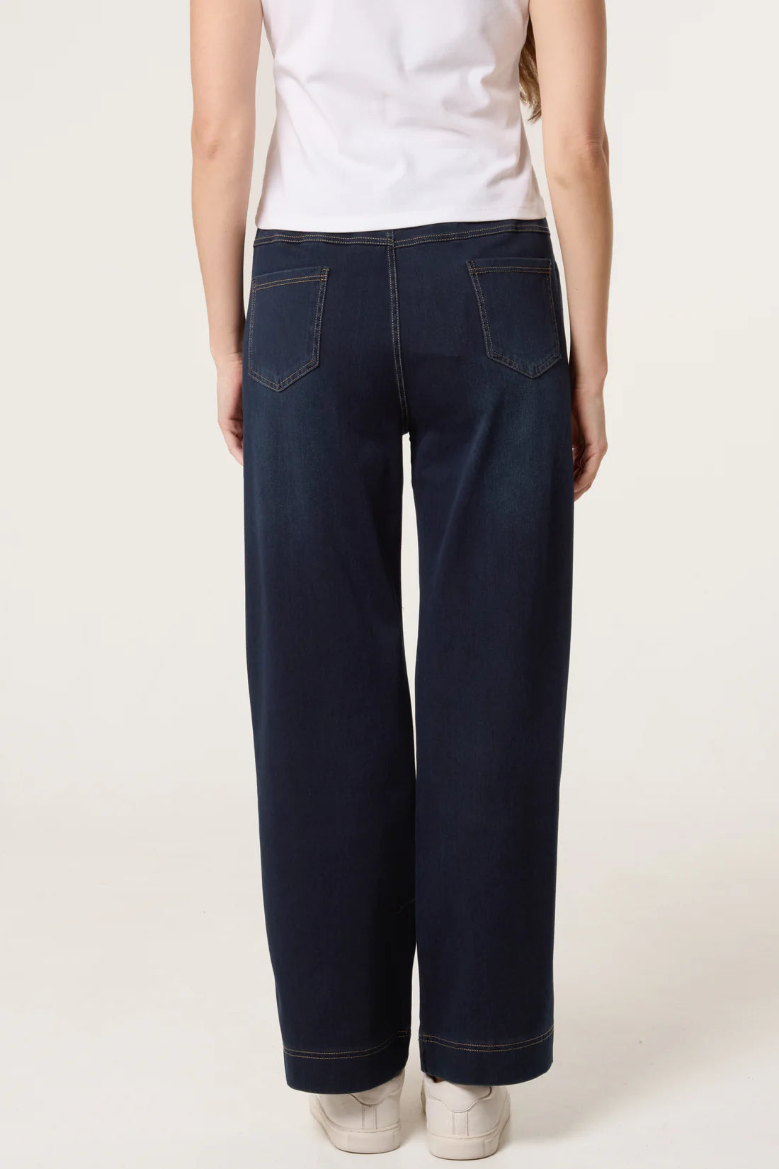 Indigo elastic waist jeans