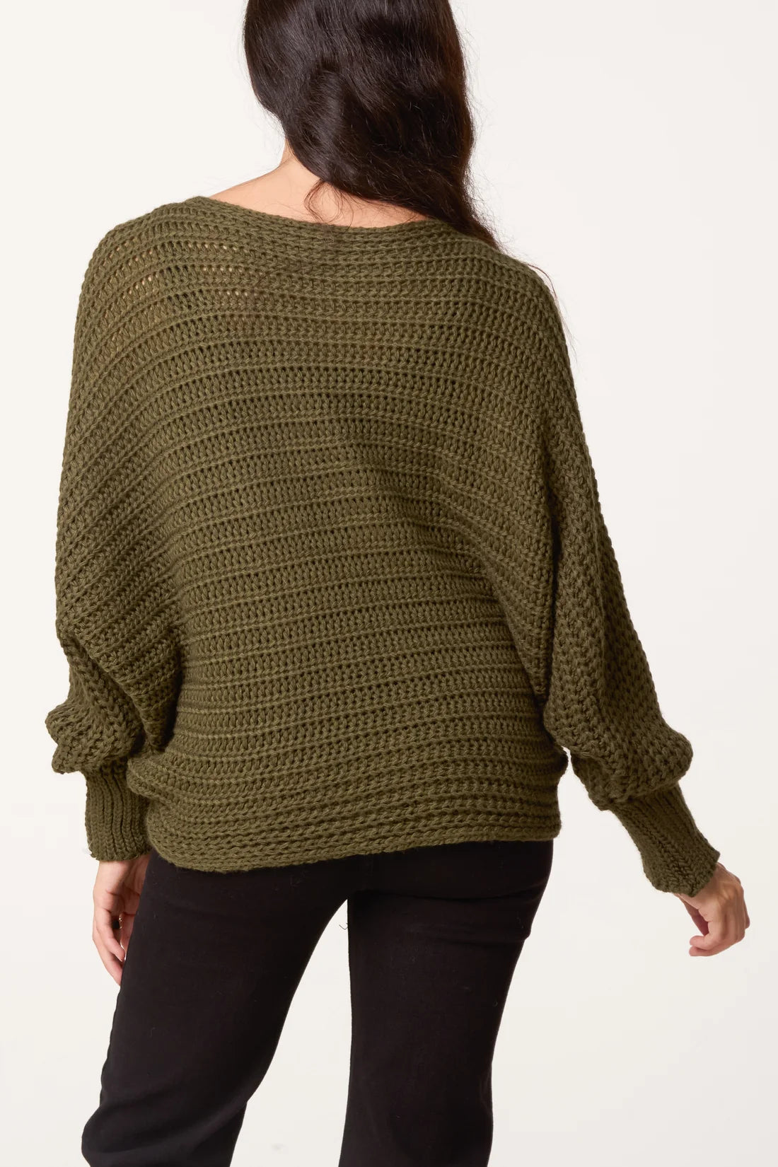 Bow detail reversible knit jumper - Khaki