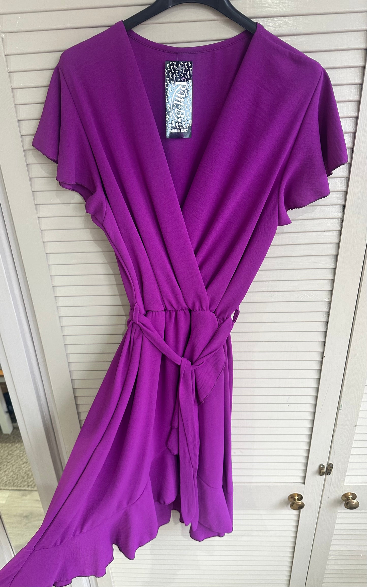 Tie waist wrap dress - Purple