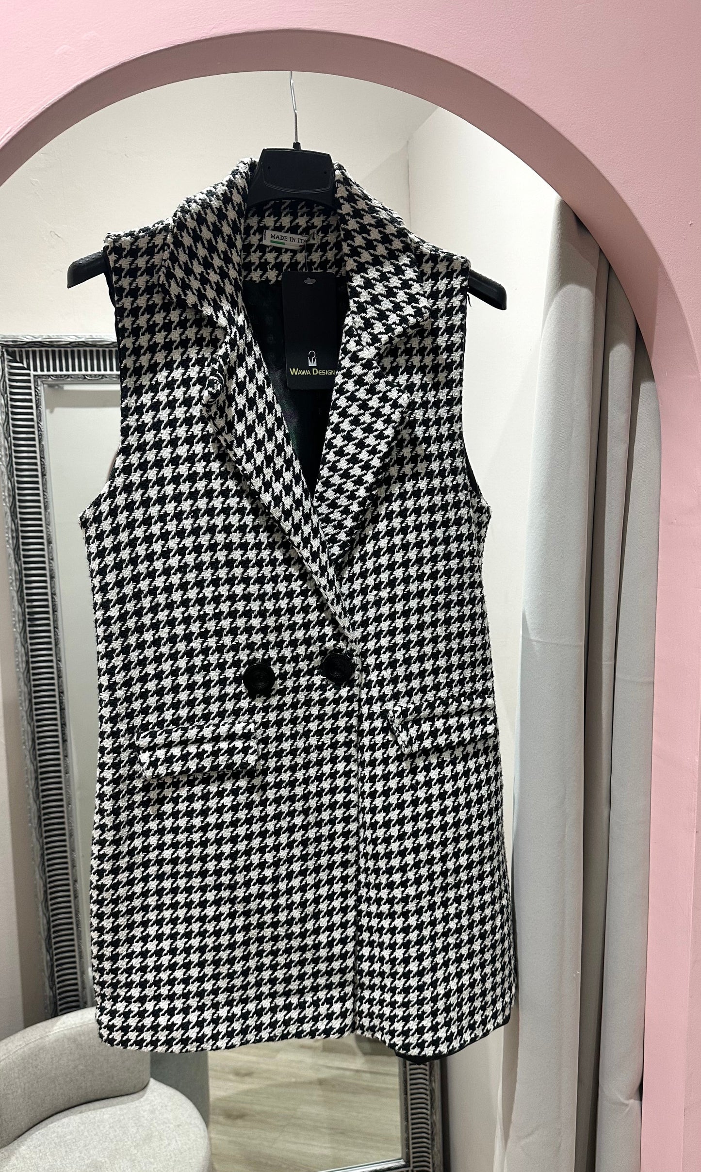 Black & white houndstooth waistcoat