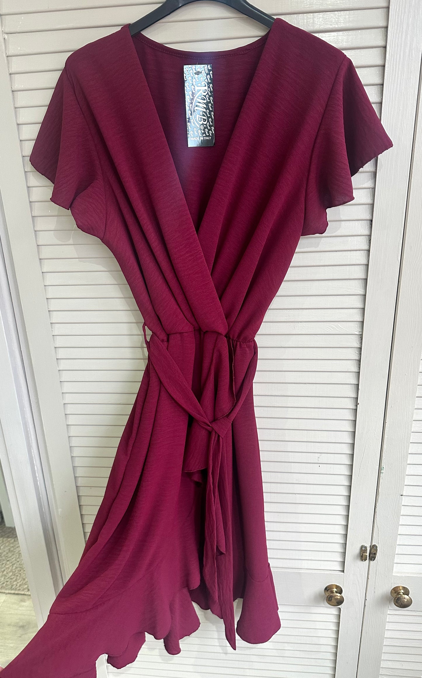 Tie waist wrap dress - Burgundy