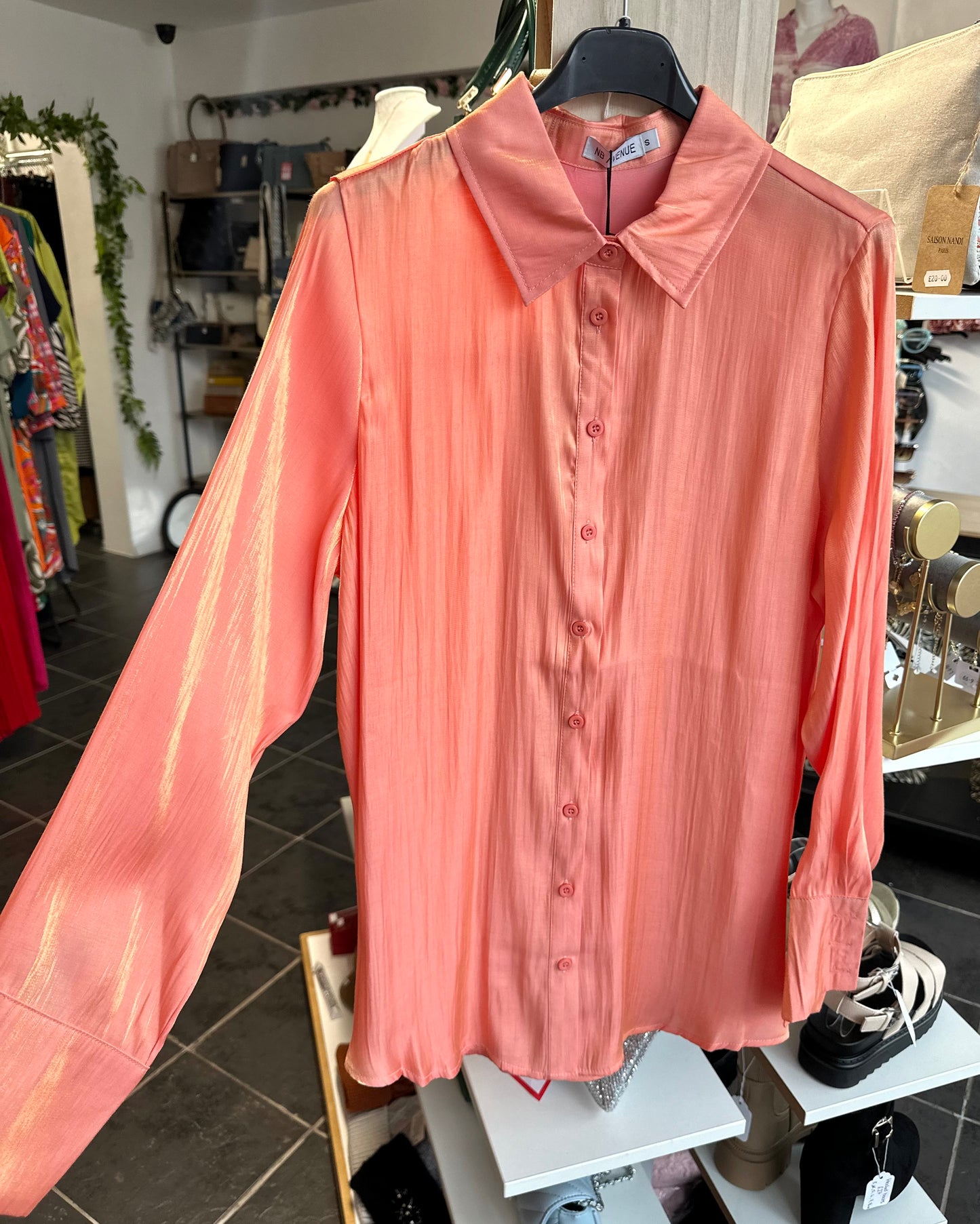 Orange long sleeve shimmer blouse