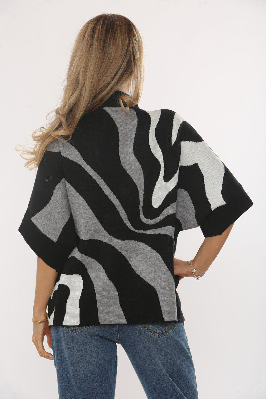 Abstract wave knit jumper - Grey