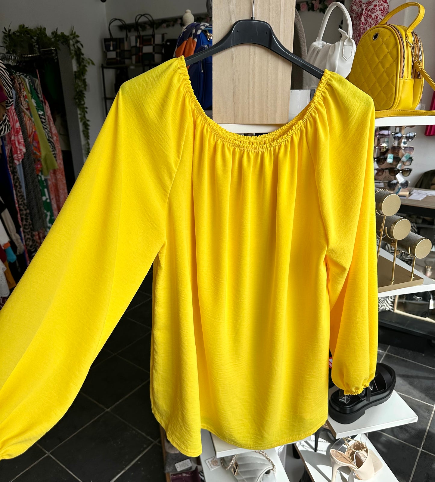 Plus size long sleeve blouse - yellow