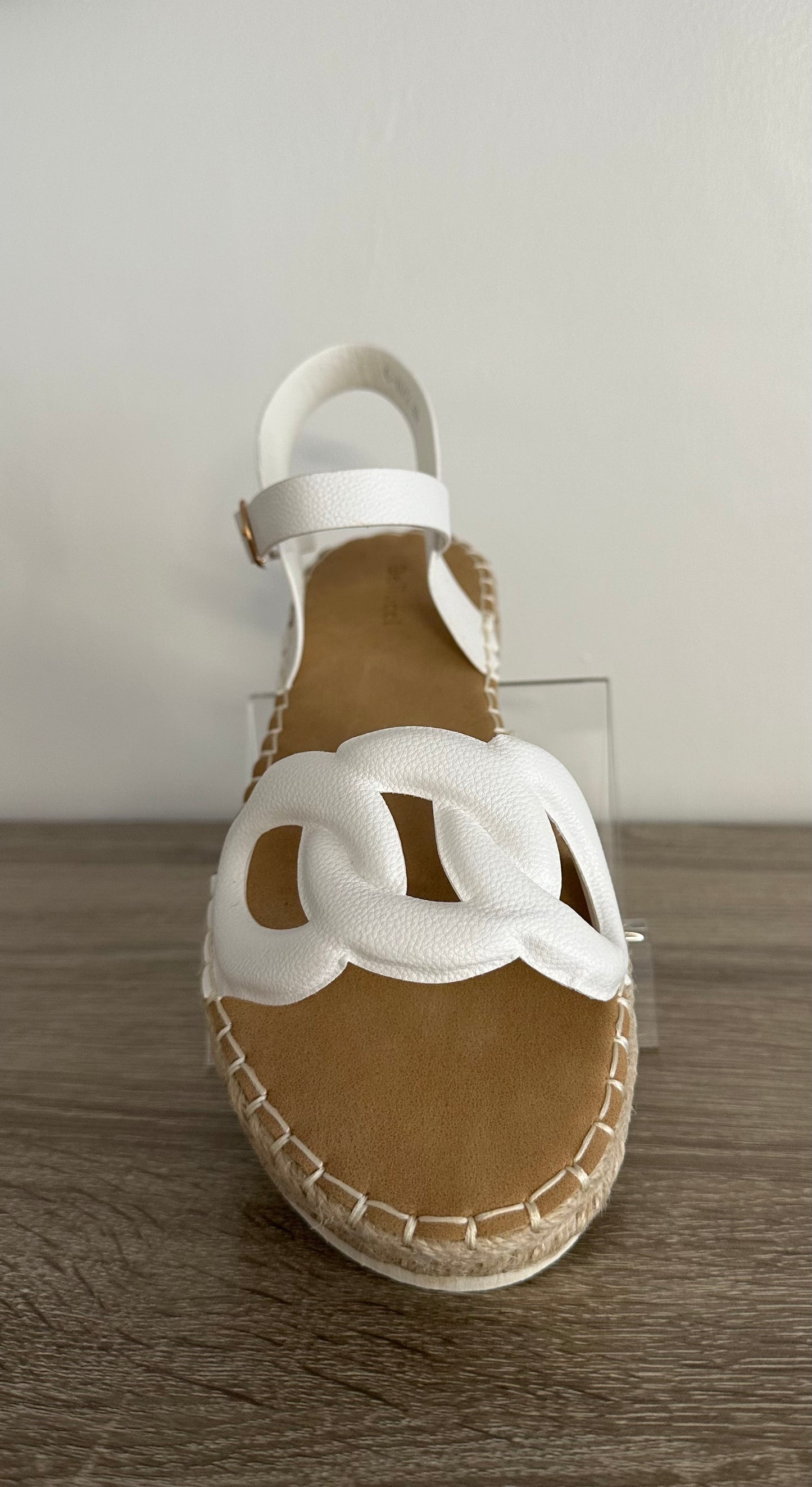 White interlock detail espadrille sandals