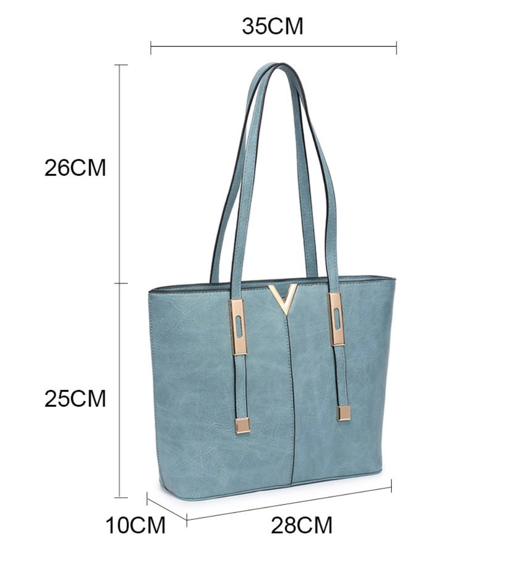 Blue & gold detail tote bag