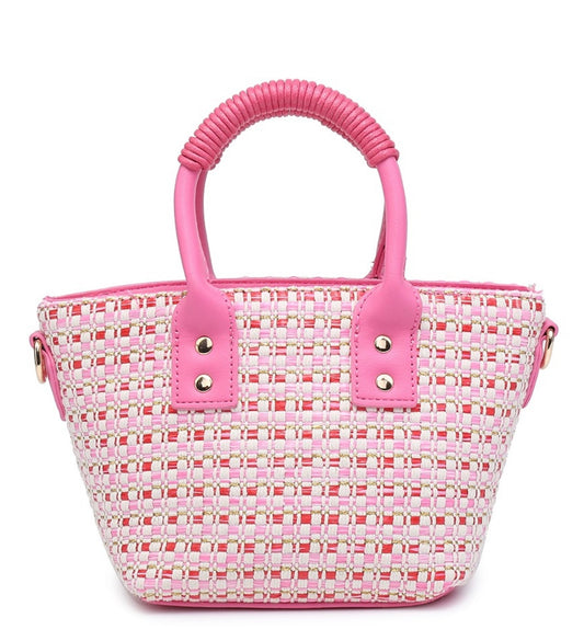 Pink textured mini tote bag