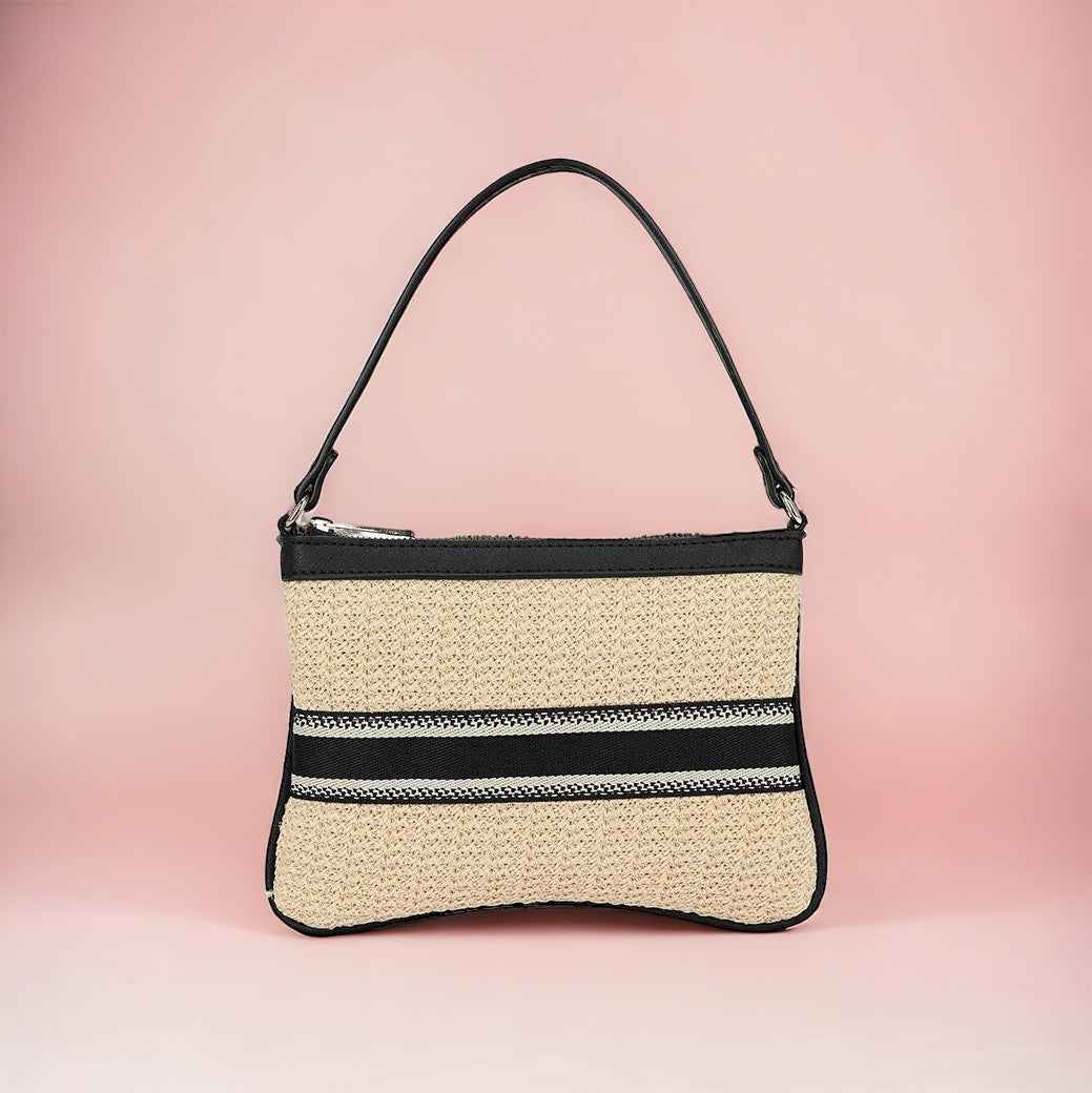 Wicker style top handle bag