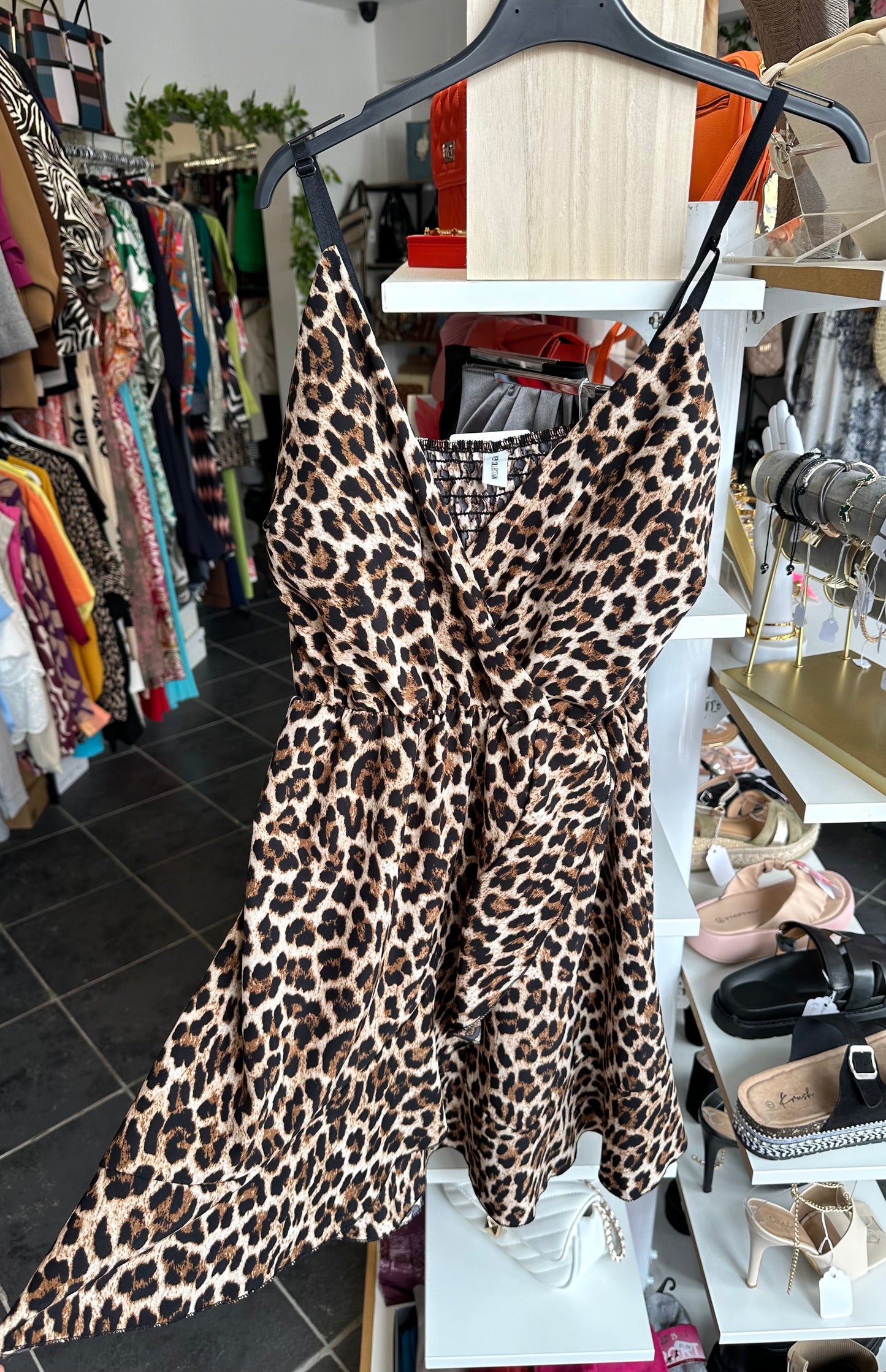 Leopard print strap summer dress