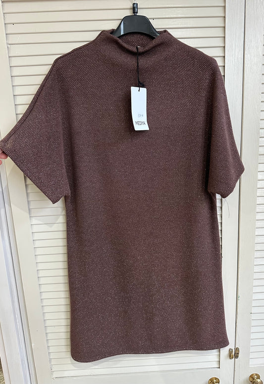 Brown glitter detail T-shirt dress