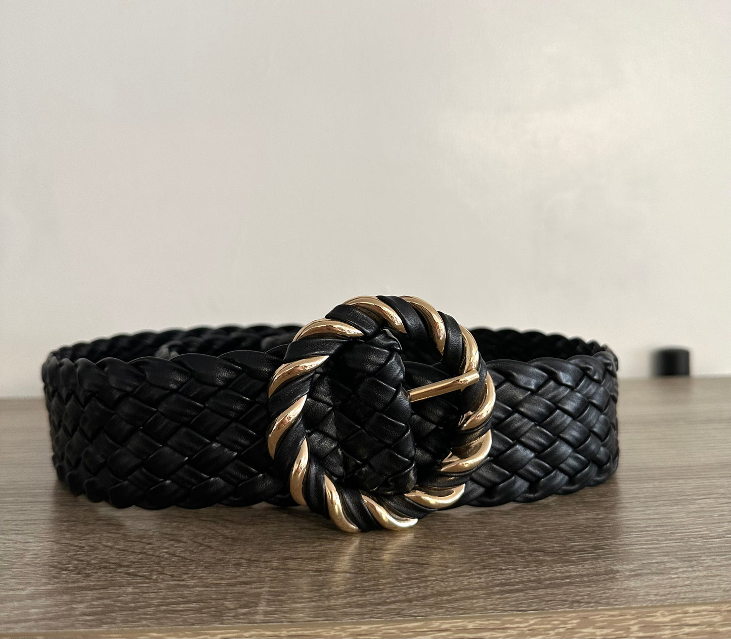 Black and gold weave detail belt