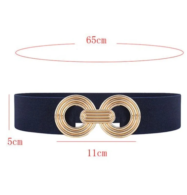 Gold detail elasticated woven belt - Navy