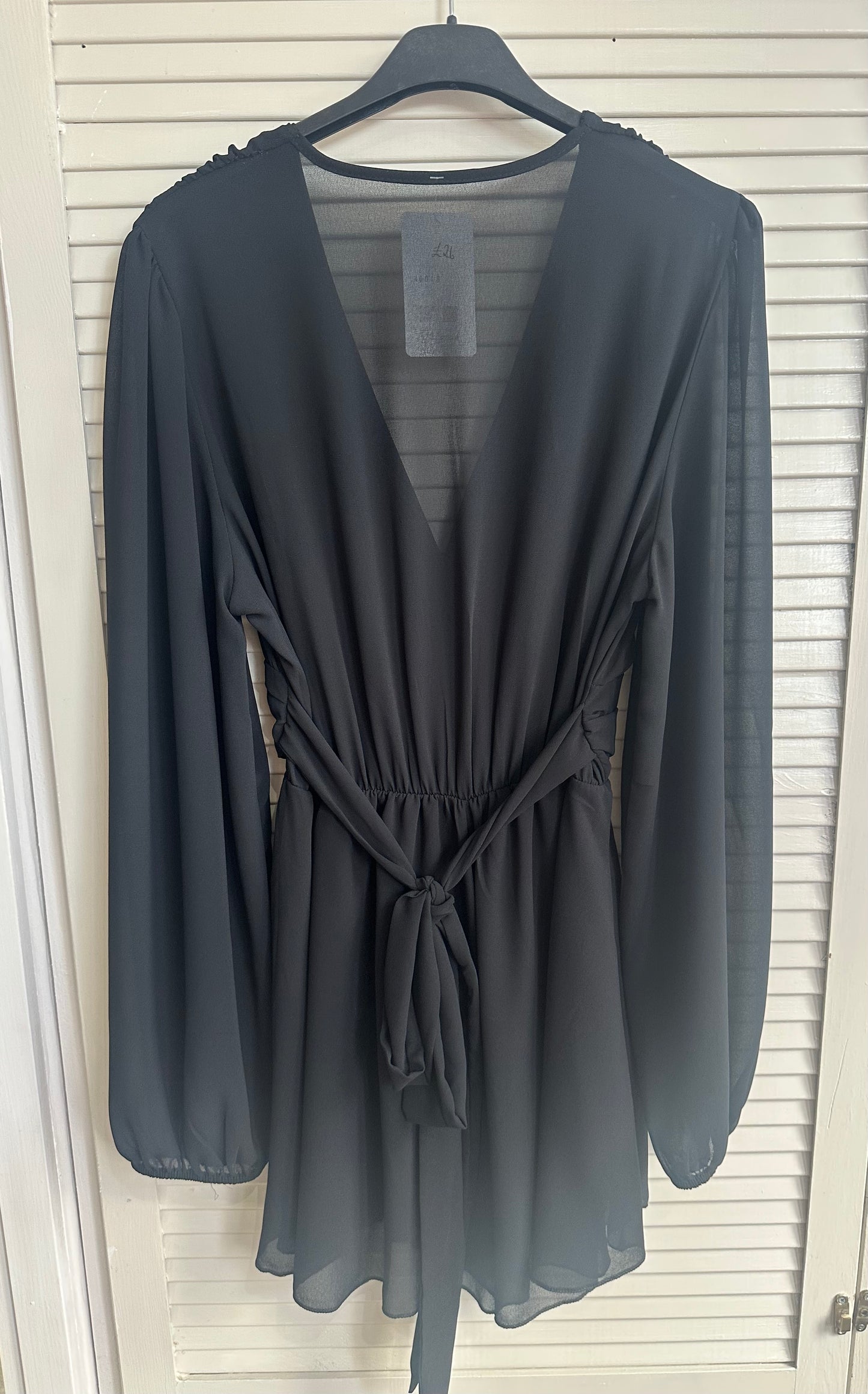 Black long sleeve tie back playsuit