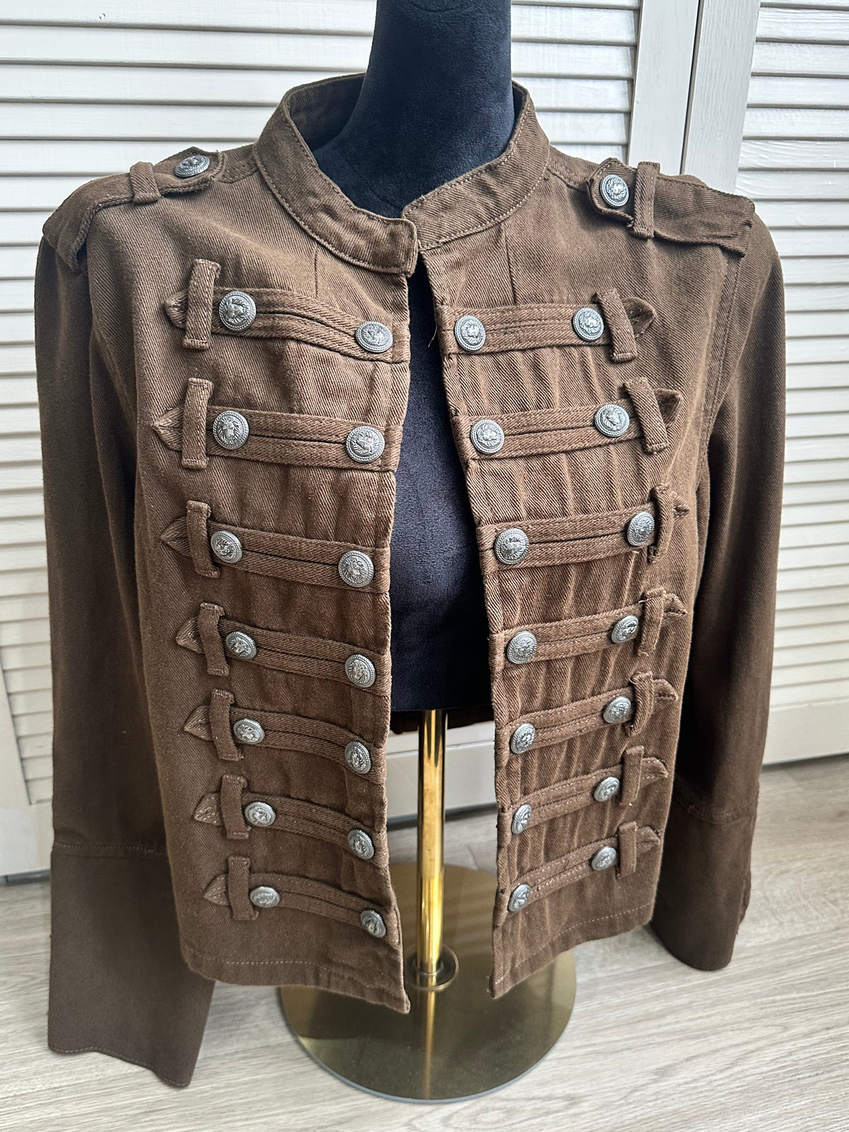 Brown military style heavy weight cotton jacket