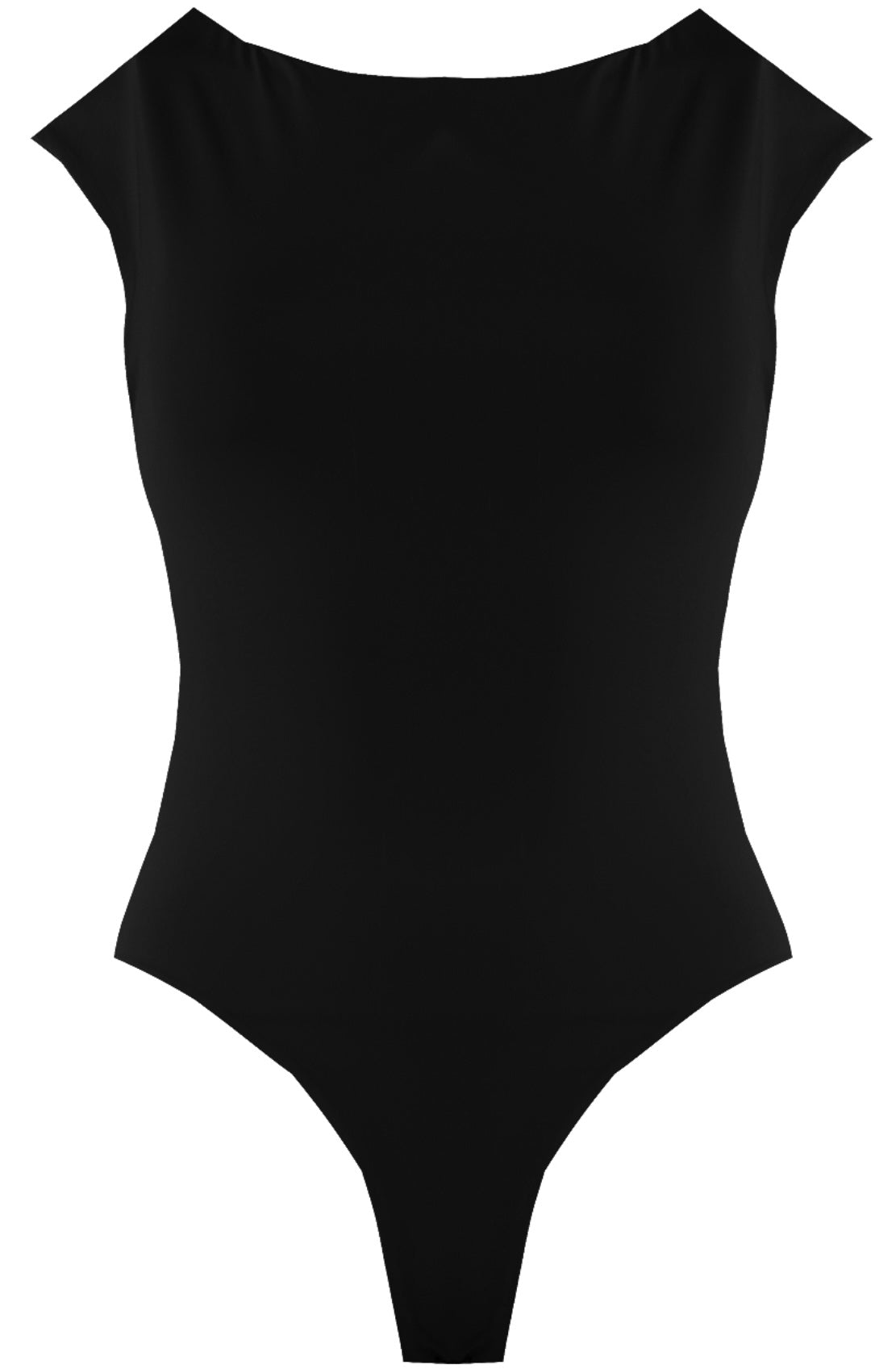 Black high scoop neck sleeveless bodysuit