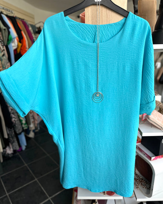 Turquoise tunic top and necklace