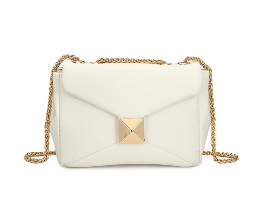 Gold detail shoulder bag - White
