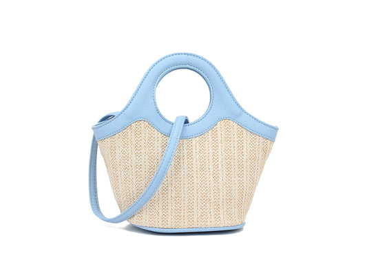 Top handle woven crossbody bag - Light blue
