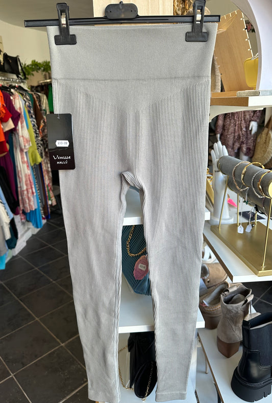 Grey high waisted ribbed leggings