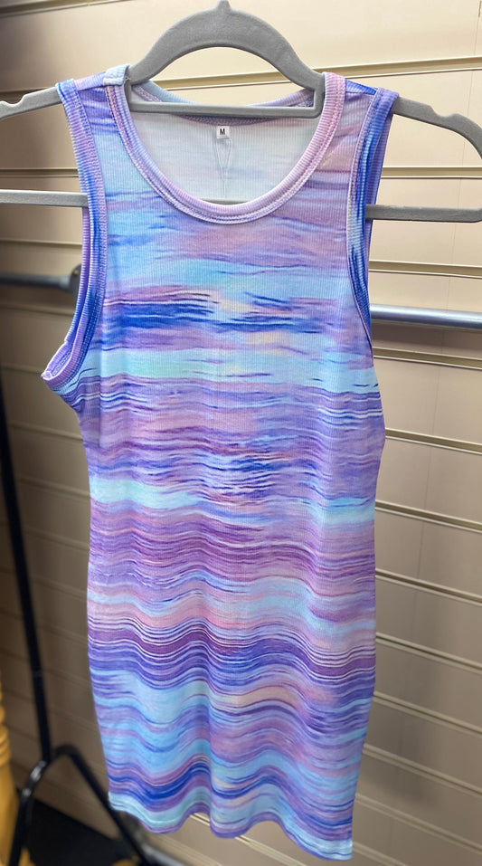 Purple mix ribbed bodycon dress