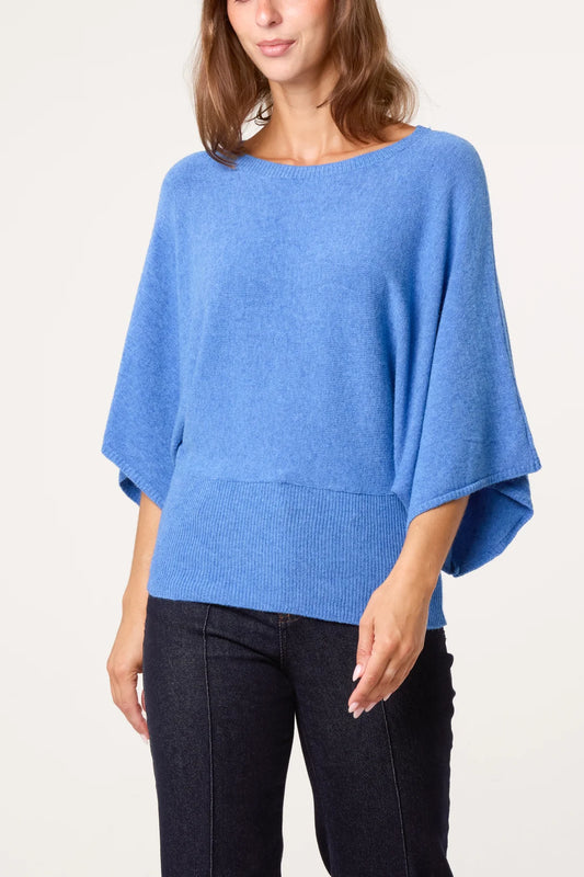 Soft knit batwing jumper - Blue