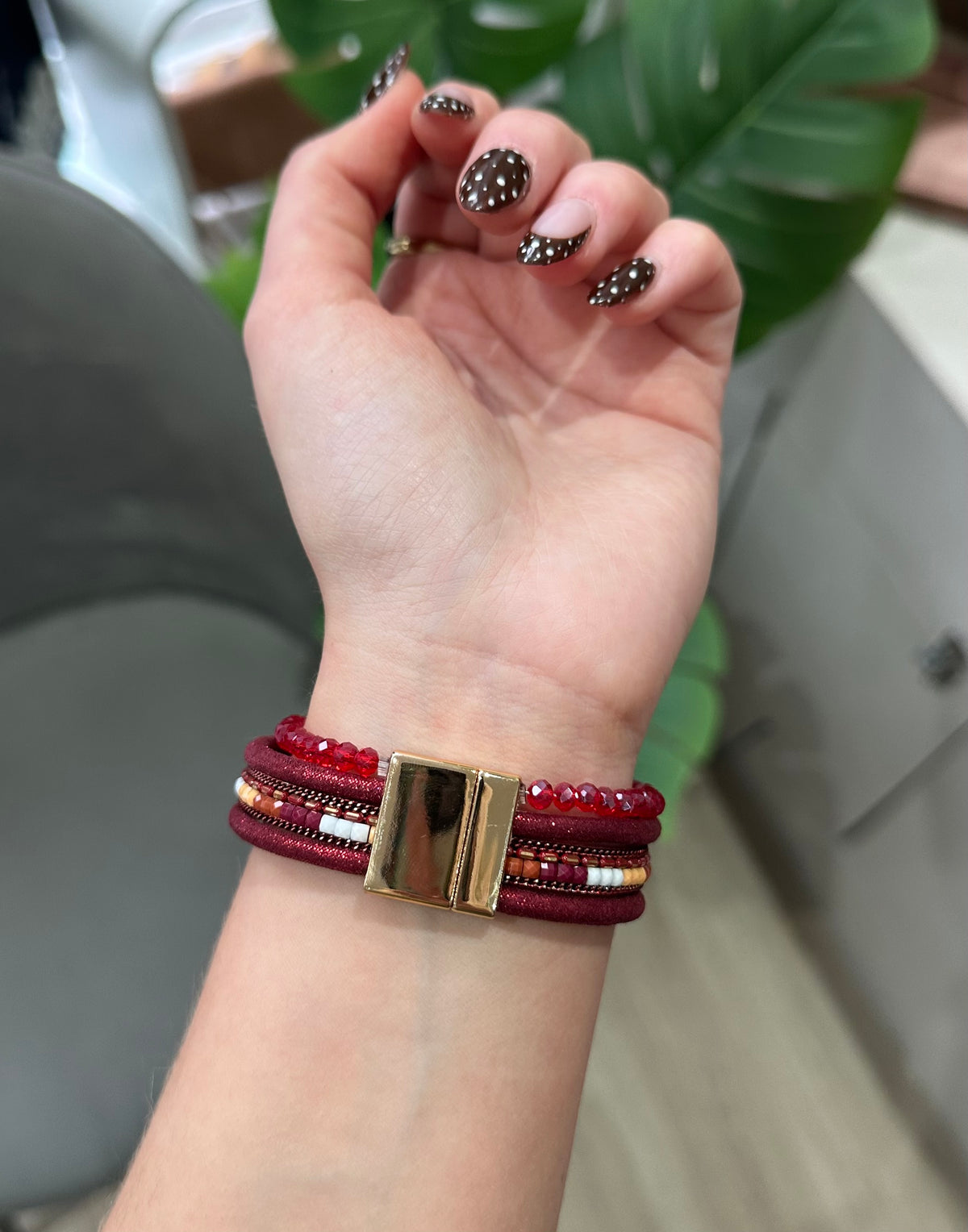 Red multi strand magnetic bracelet