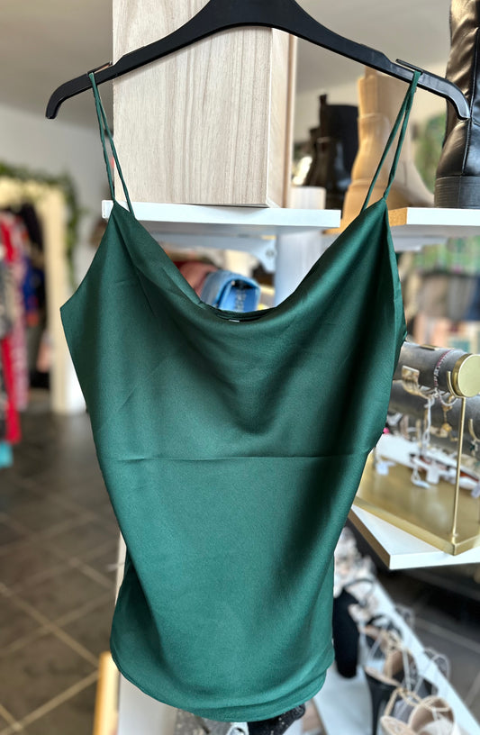 Emerald green cowl neck cami top