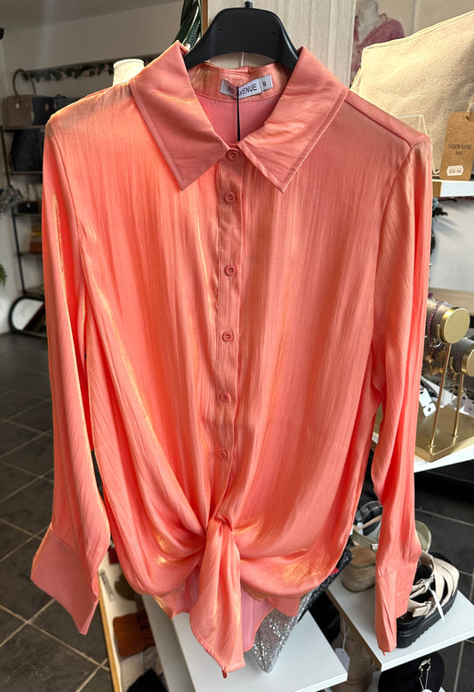 Orange long sleeve shimmer blouse