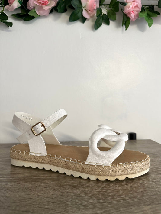 White interlock detail espadrille sandals