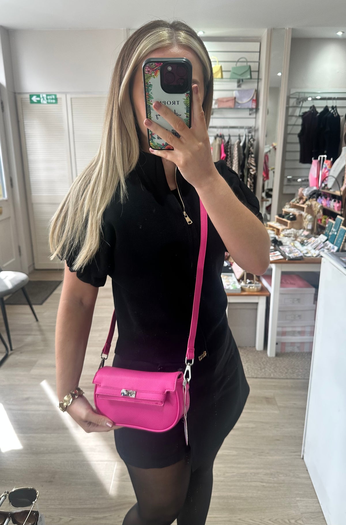 Faux leather crossbody bag with Detachable Coin Pouch - Pink
