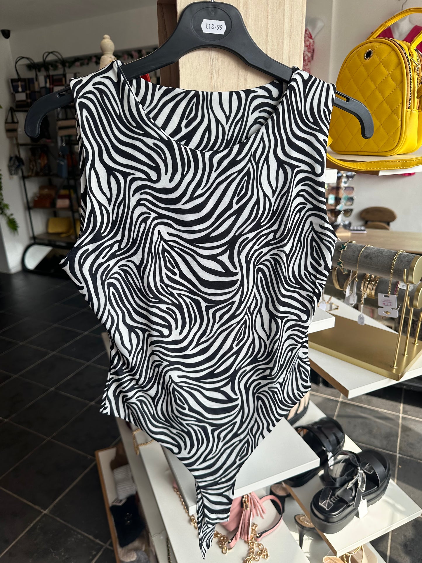 Zebra print round neck bodysuit