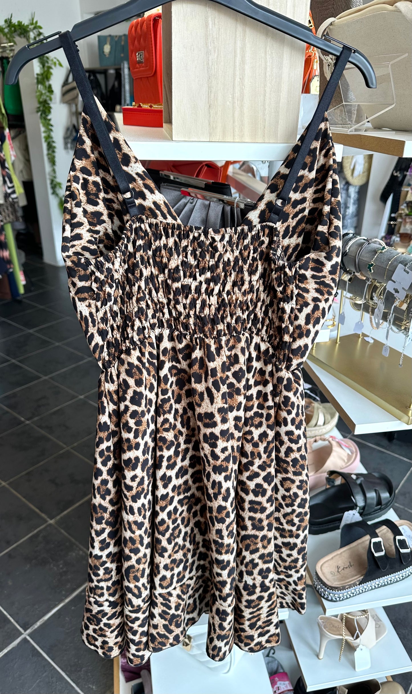 Leopard print strap summer dress