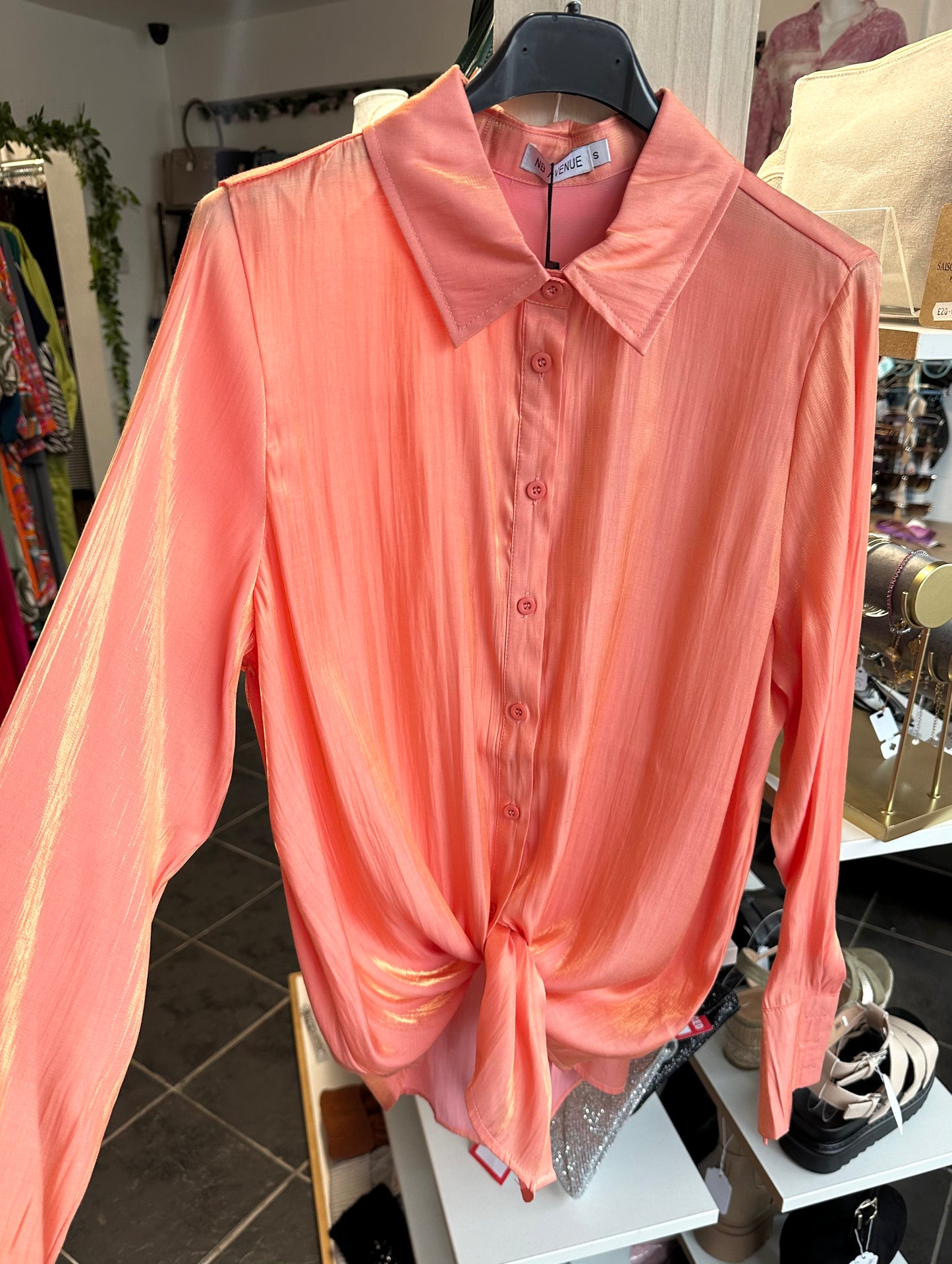 Orange long sleeve shimmer blouse