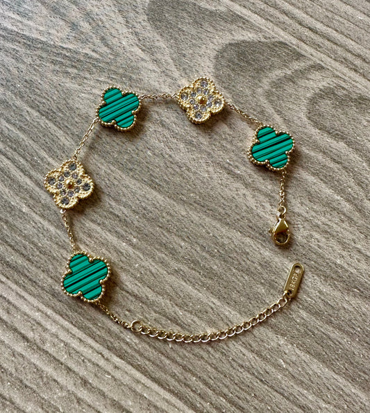 Green & gold flower bracelet