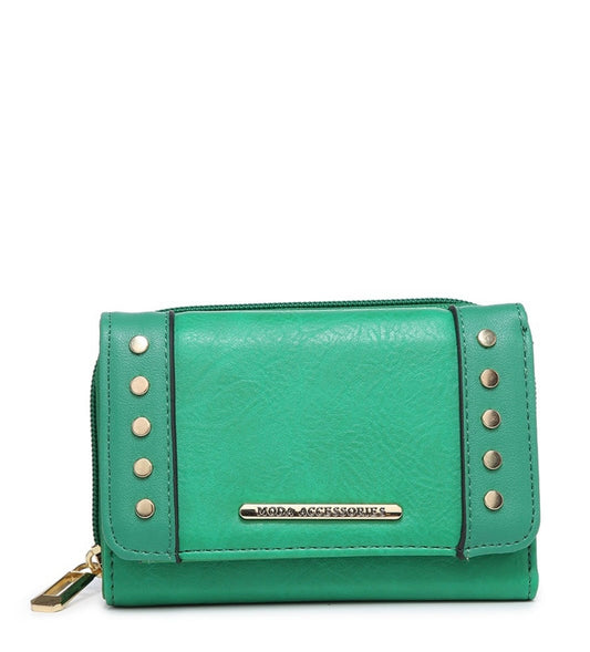 Small stud detail purse - green