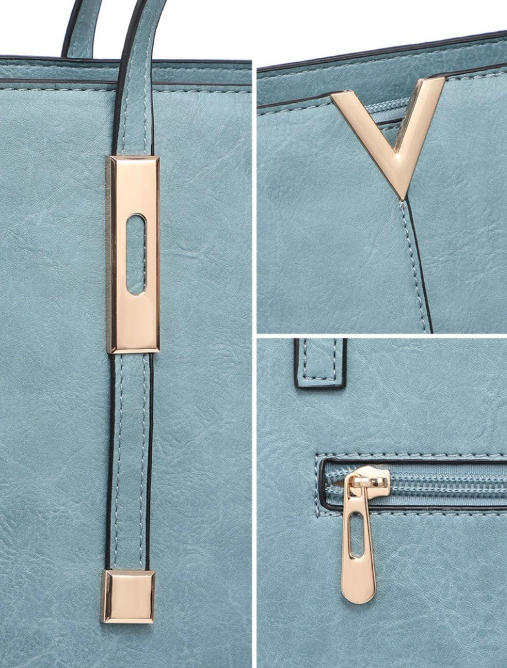 Blue & gold detail tote bag