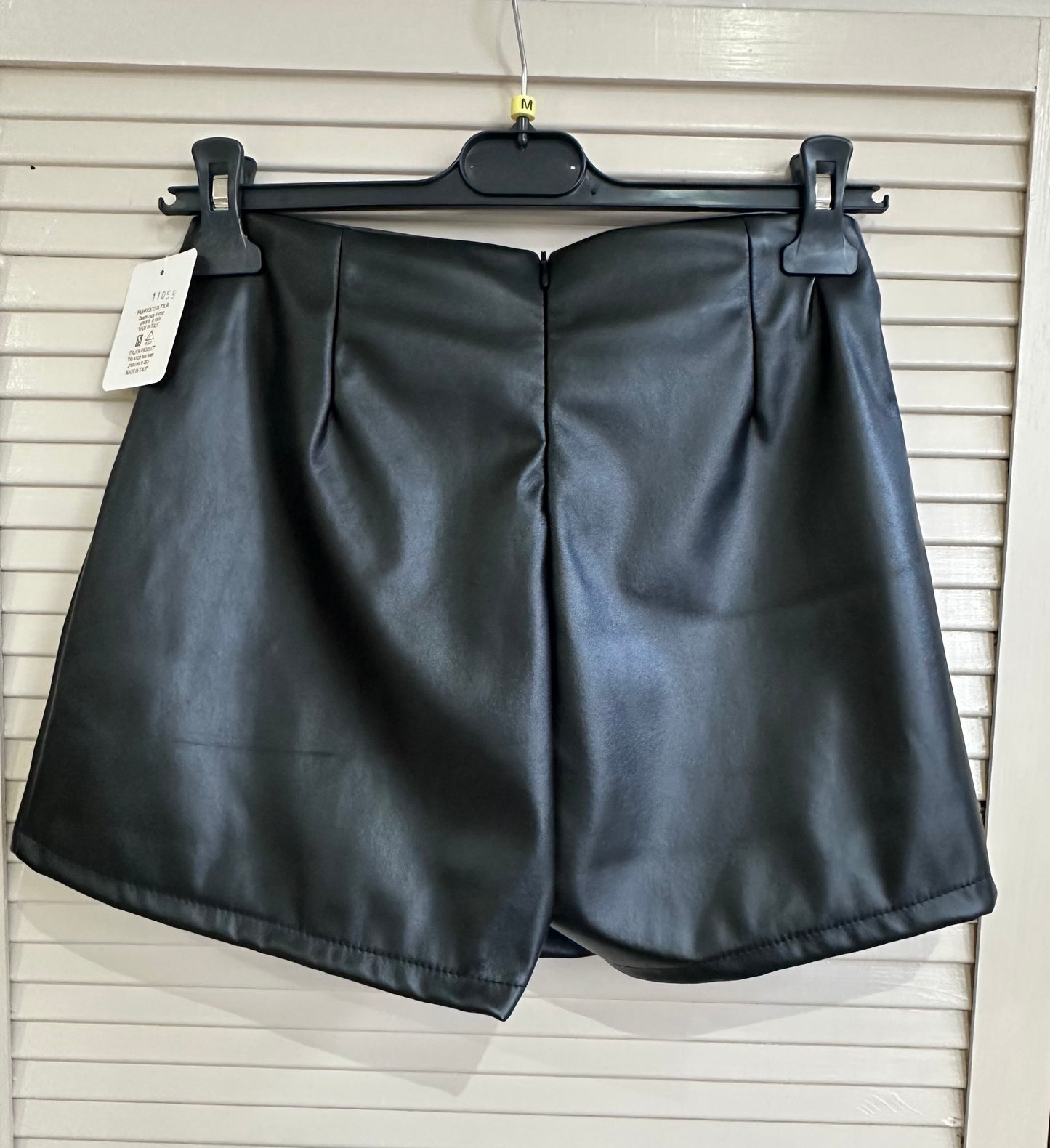 Faux Leather Knot-Detail Skort - Black