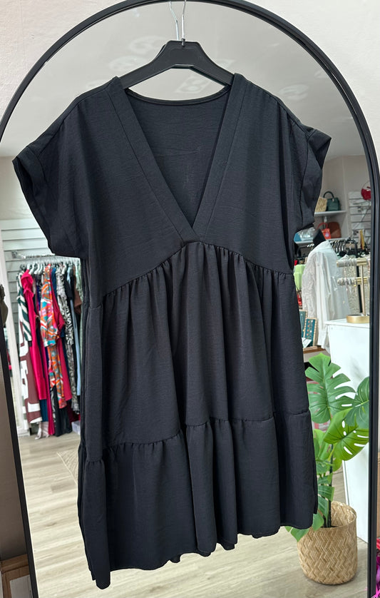 V neck swing dress - Black
