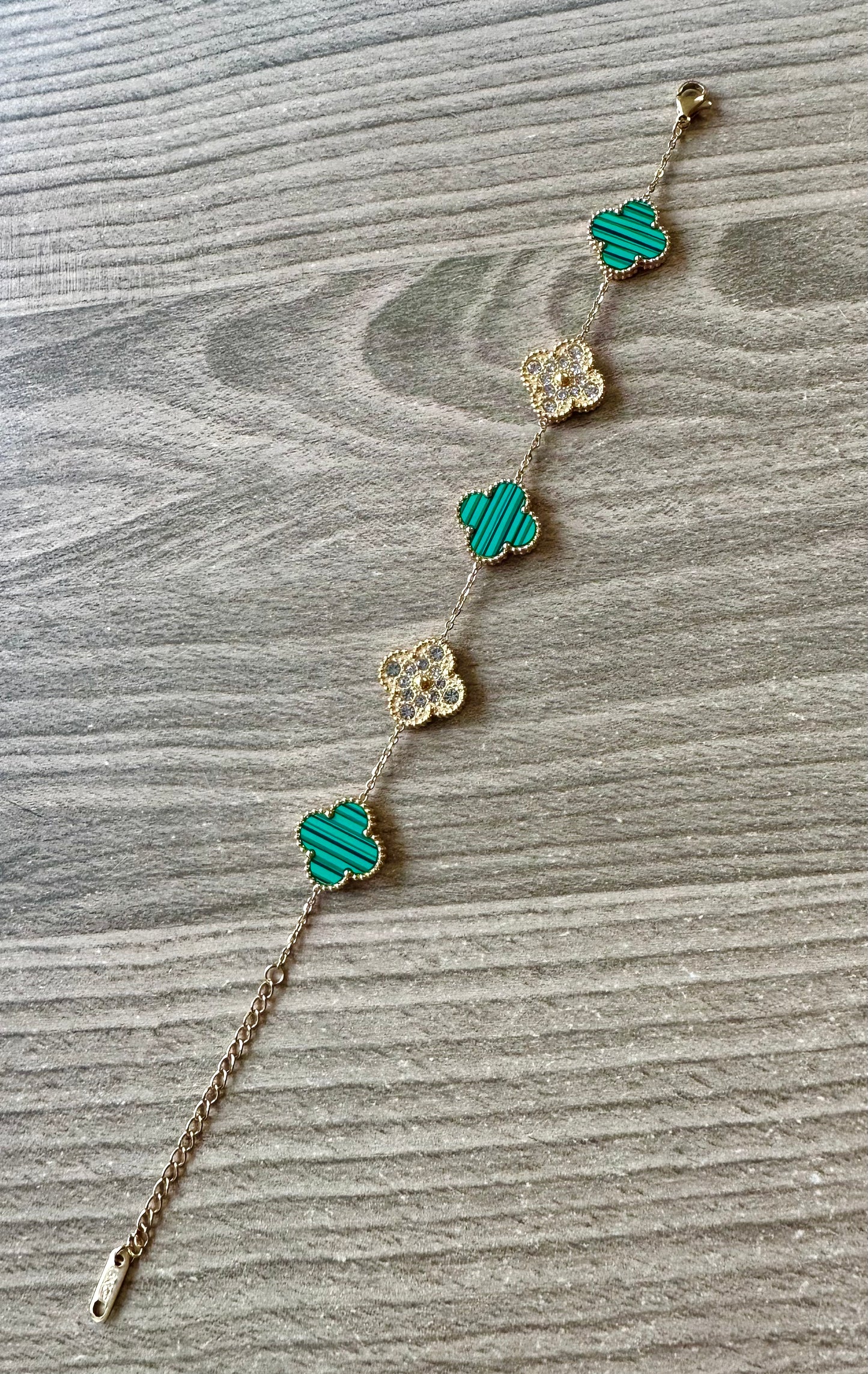 Green & gold flower bracelet