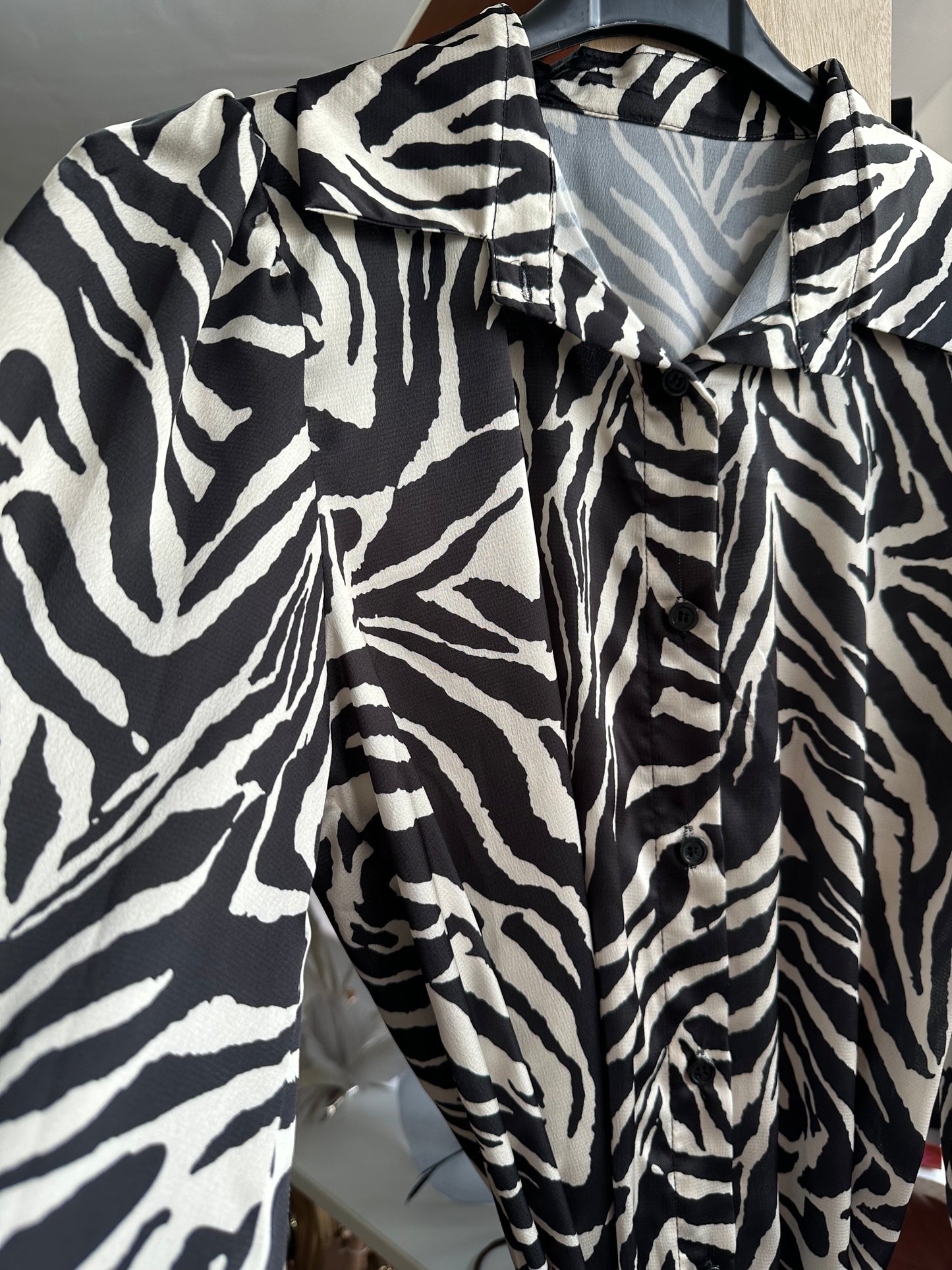 zebra print long sleeve shirt maxi dress