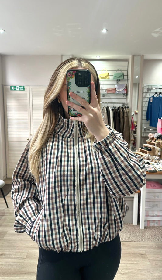 Checked pattern bomber jacket