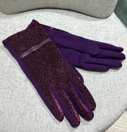 Deep purple glitter detail gloves