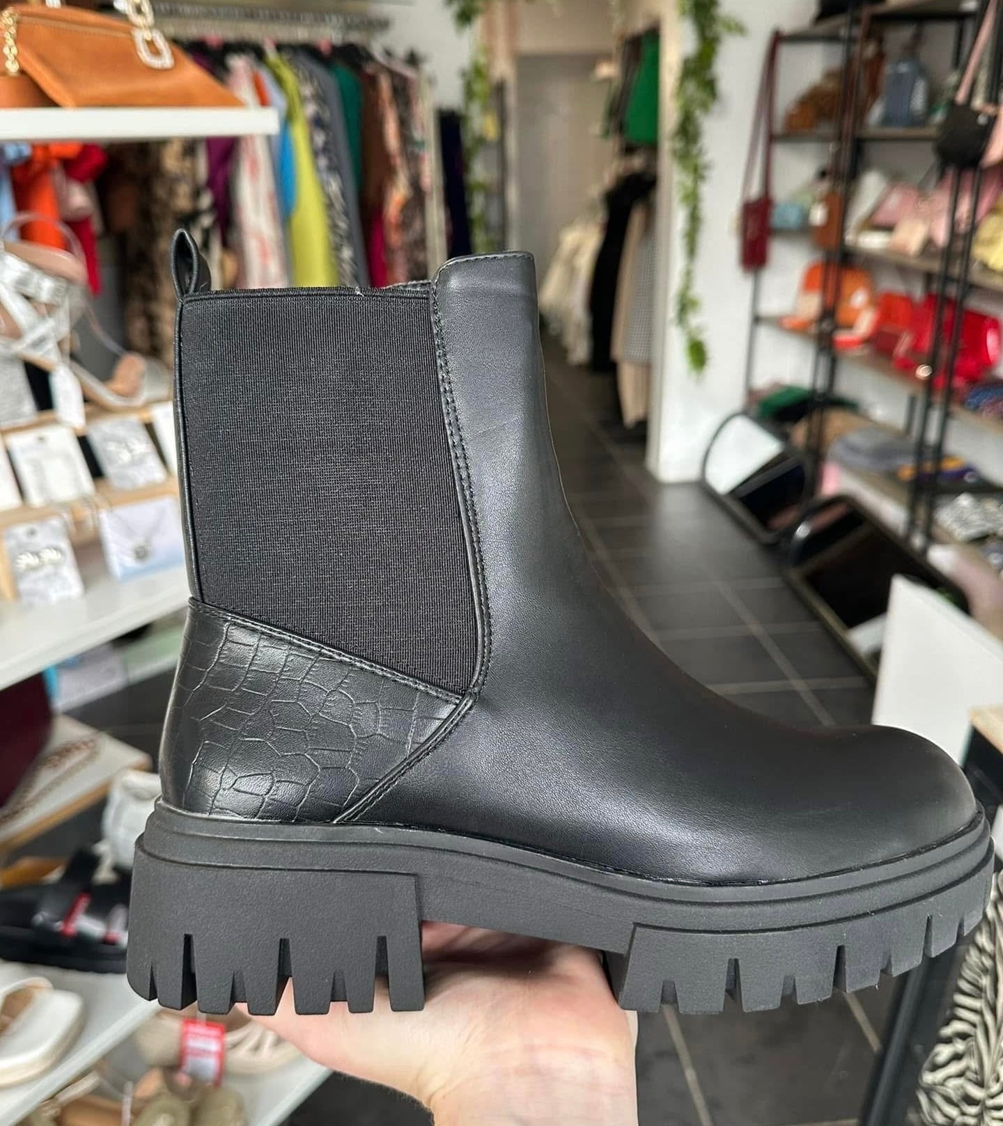 Black PU zip up Chelsea boots