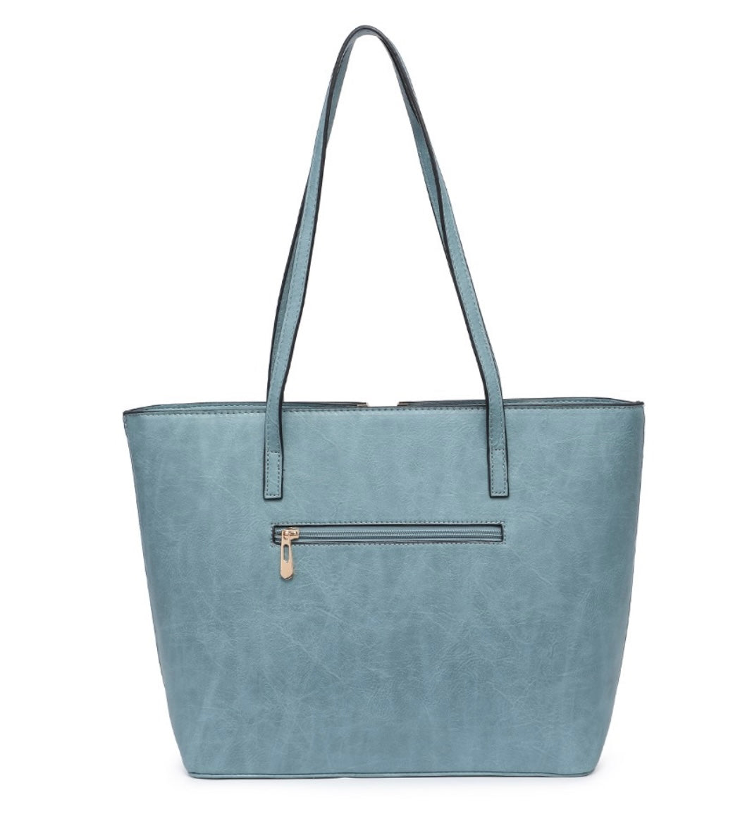 Blue & gold detail tote bag