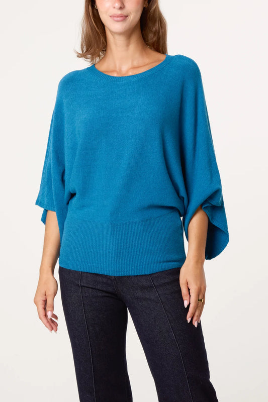 Soft knit batwing jumper - Teal